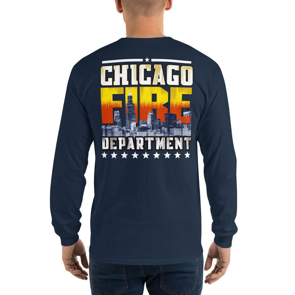 Chicago Fire Dept. - Longshirt mit Skyline Motiv