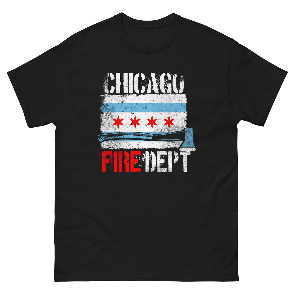 Chicago Fire Department - T-Shirt mit Chicago Flagge