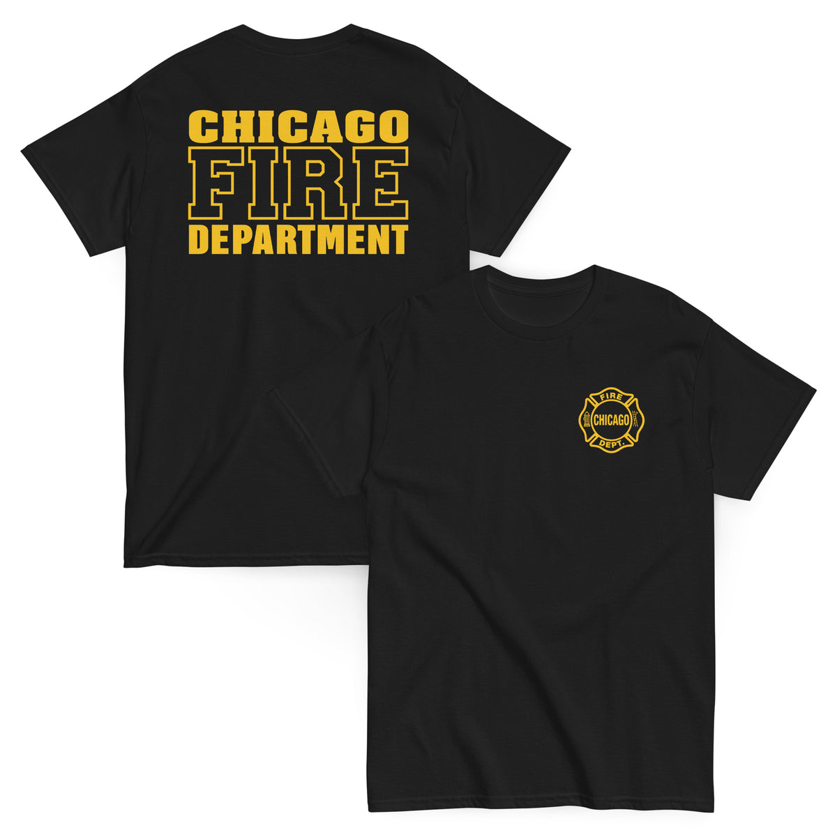 Chicago Fire Dept. T-Shirt (Logo/Schriftzug in gelb)