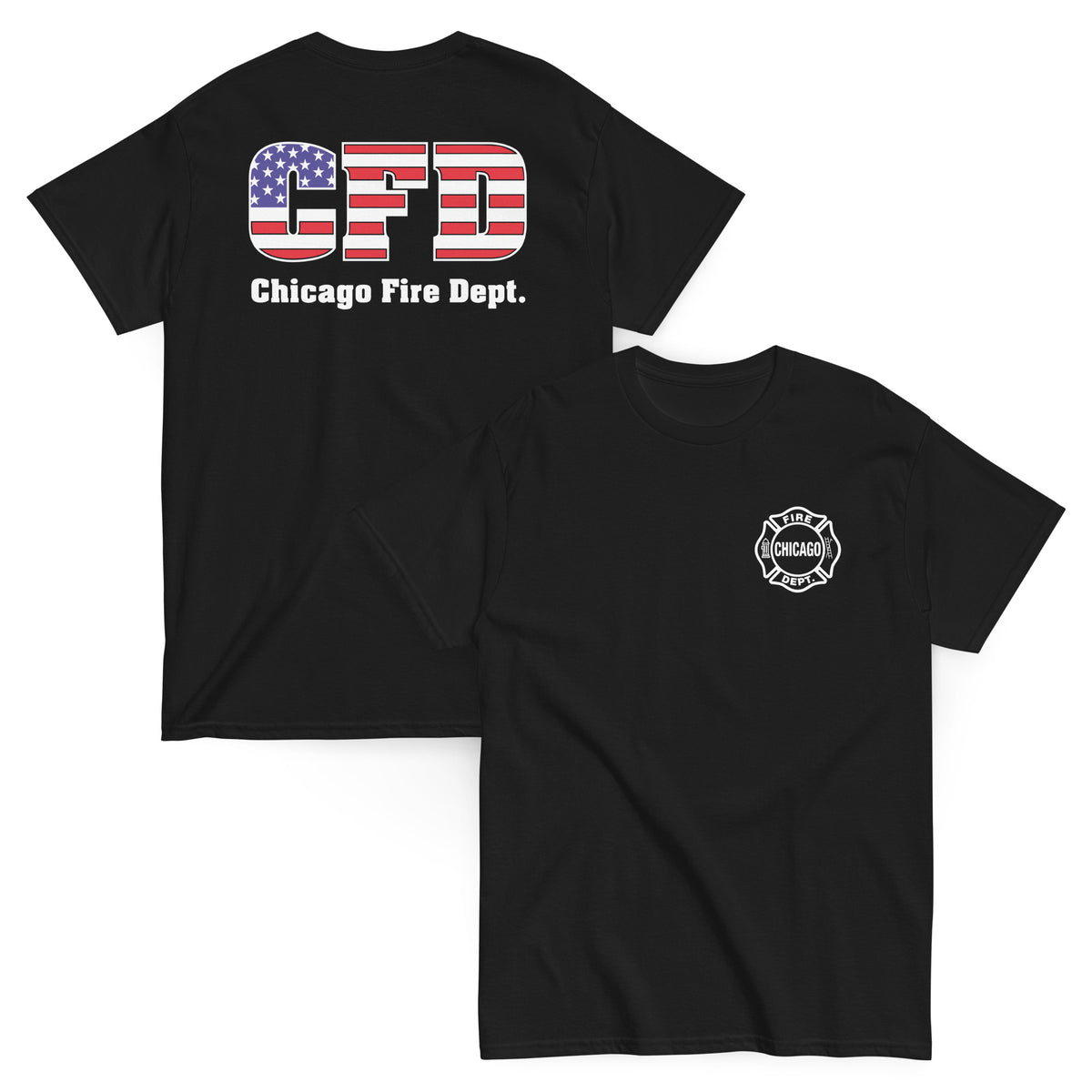 Chicago Fire Dept. - T-Shirt mit USA Flagge