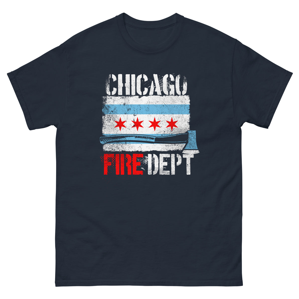 Chicago Fire Department - T-Shirt mit Chicago Flagge