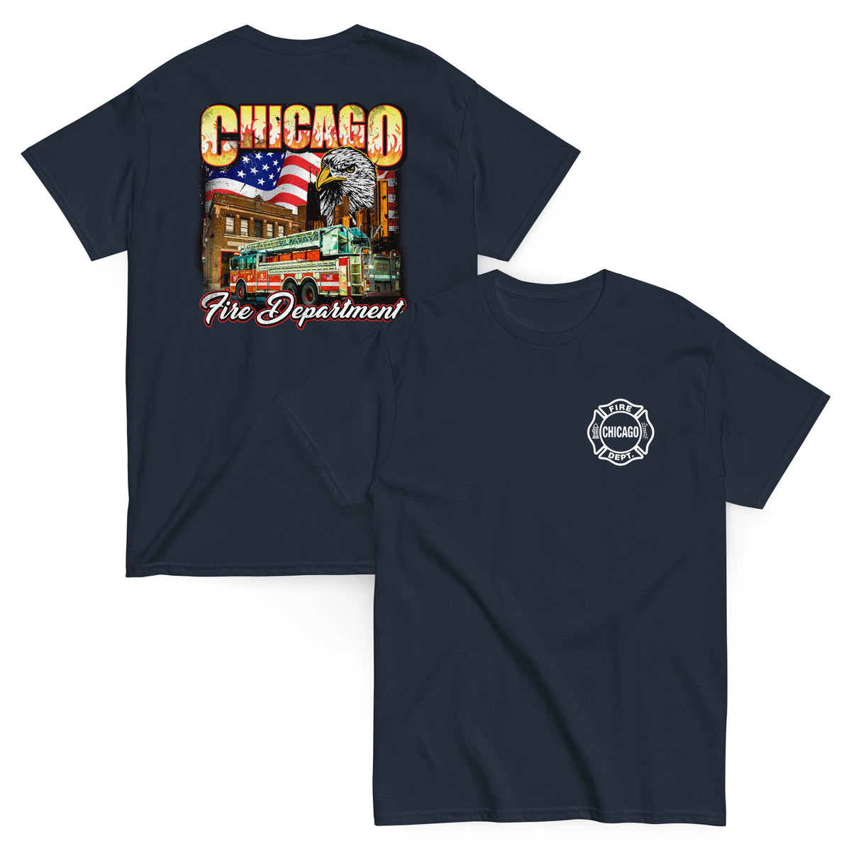 Chicago Fire Dept. - T-Shirt mit Eagle Motiv