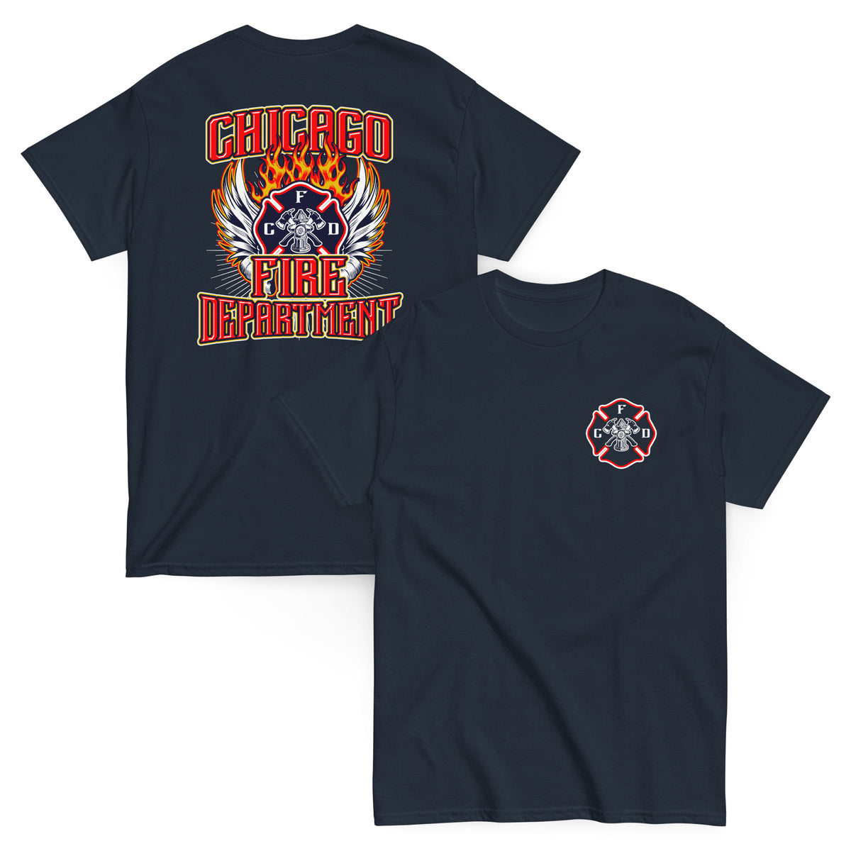 Chicago Fire Dept. - T-Shirt mit Flügel-Motiv