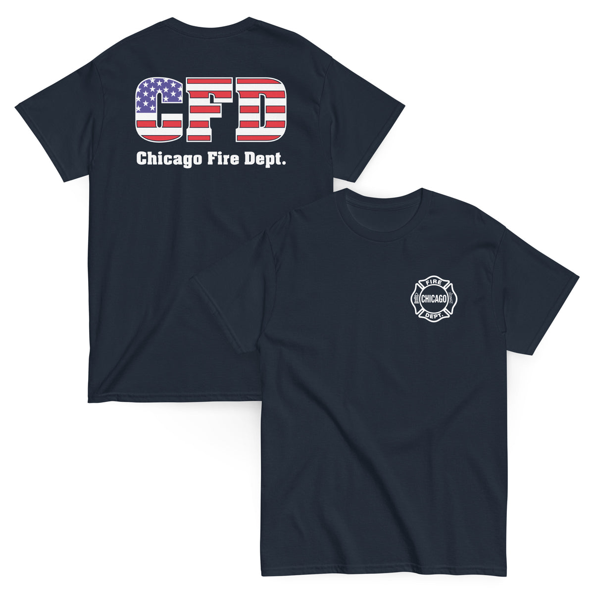 Chicago Fire Dept. - T-Shirt mit USA Flagge
