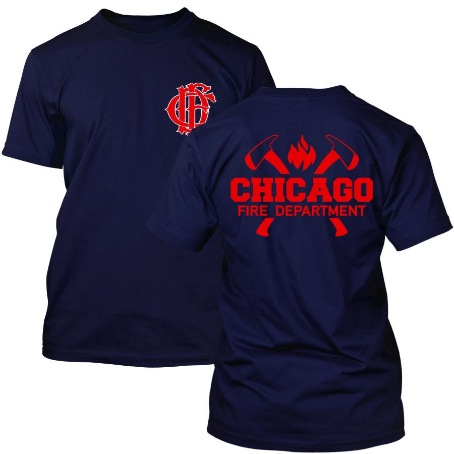 Chicago Fire Dept. - T-Shirt mit Axt-Logo und Schriftzug (Red Edition)
