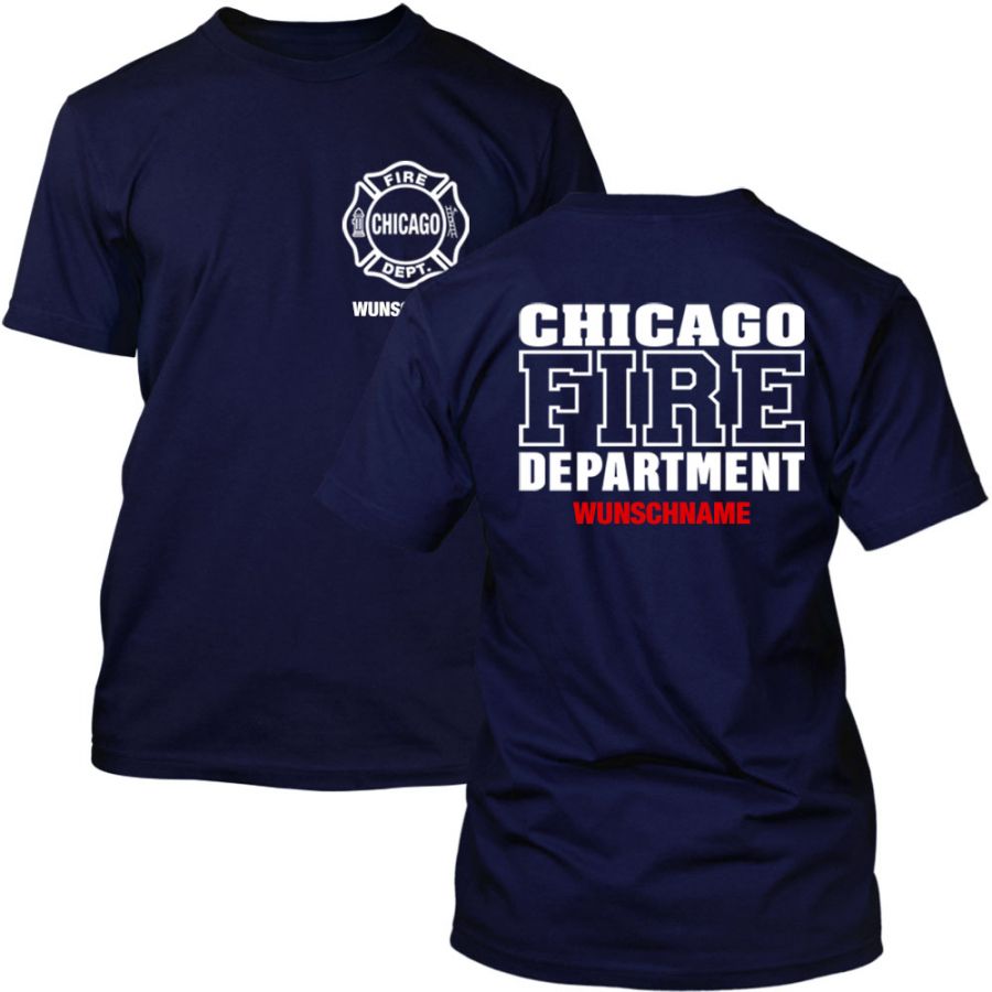 Chicago Fire Dept. T-Shirt mit Wunschname (Beidseitig)