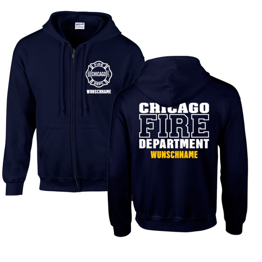 Chicago Fire Dept. - Sweatjacke mit Wunschname (Beidseitig)