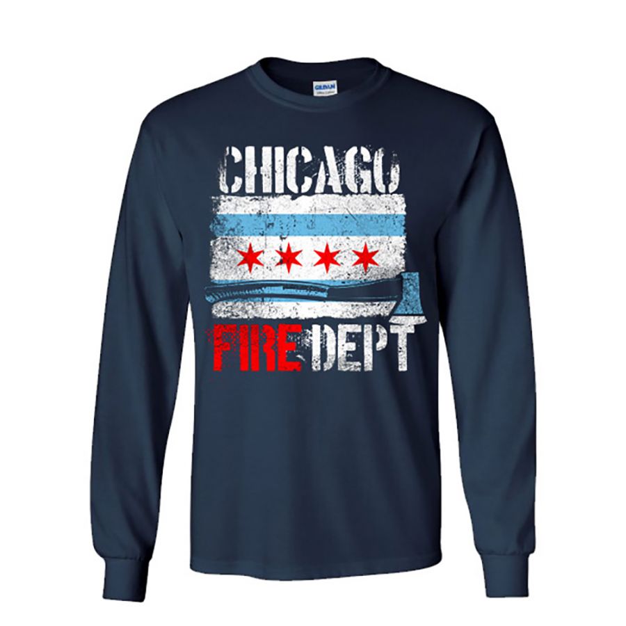 Chicao Fire Dept. - Longshirt mit Chicago Flagge