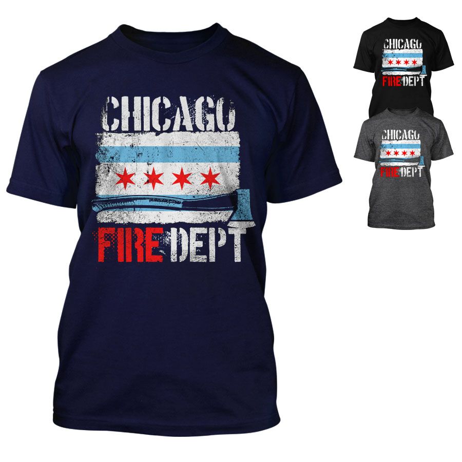 Chicago Fire Department - T-Shirt mit Chicago Flagge