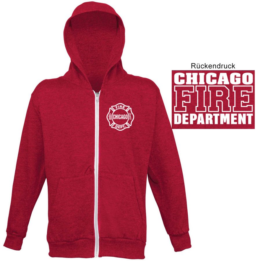 Chicago Fire Dept. - rote Sweatjacke mit Kapuze für Frauen