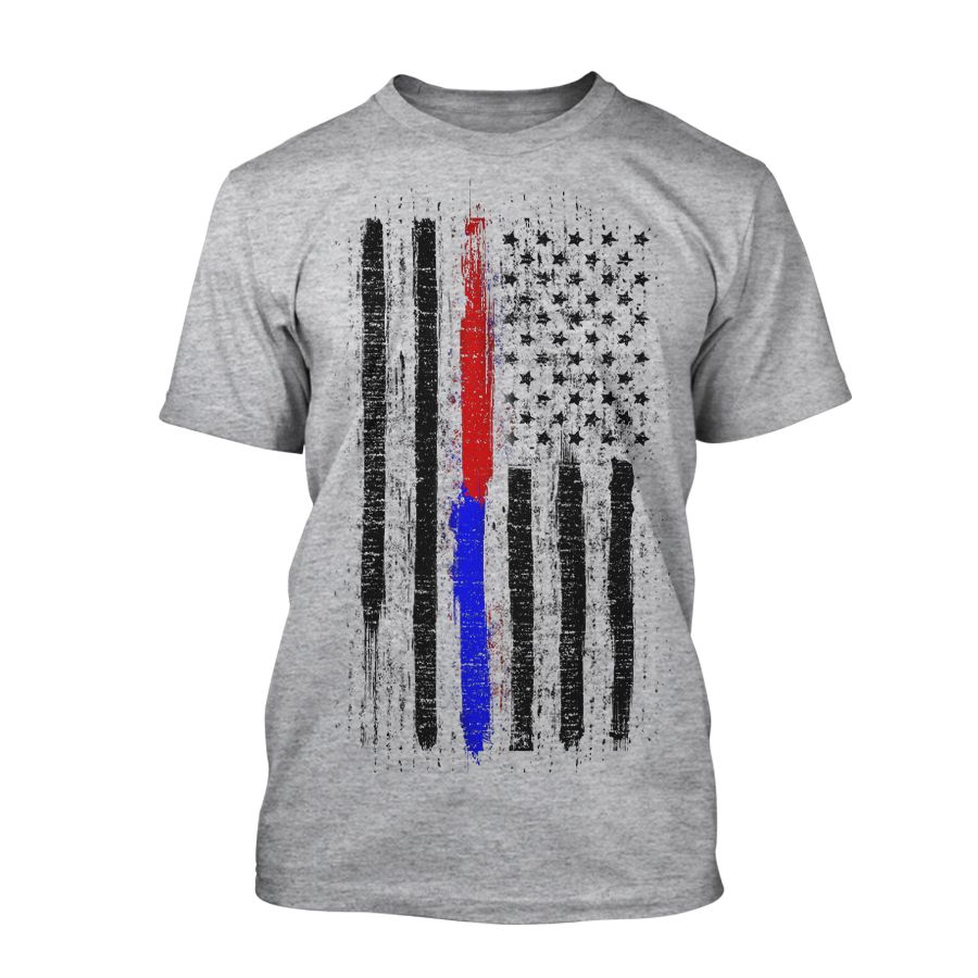 US Flagge - Firefighter and Police - T-Shirt in grau