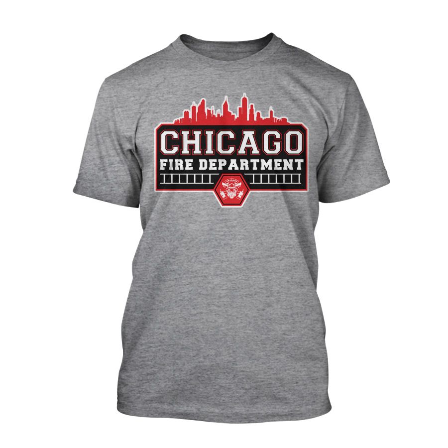 Chicago Fire Dept. - City Skyline T-Shirt in grey