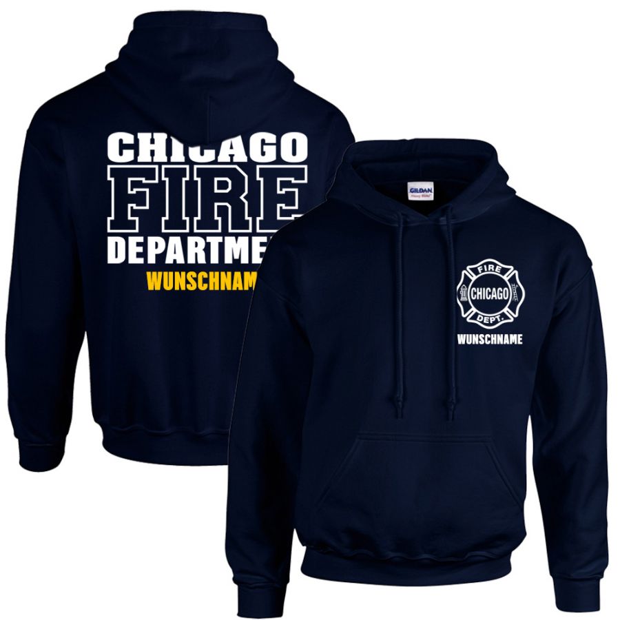 Chicago Fire Dept. - Kapuzenpullover mit Wunschname (Beidseitig)