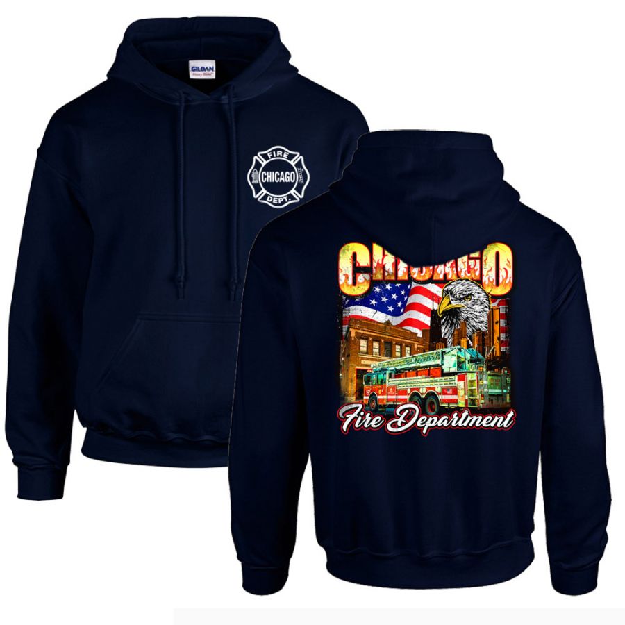 Chicago Fire Dept. - Hooded sweater with Eagle motif