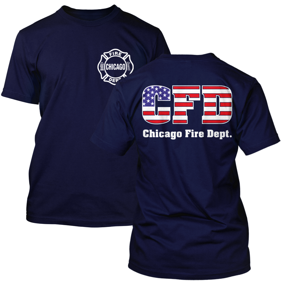 Chicago Fire Dept. - T-Shirt mit USA Flagge
