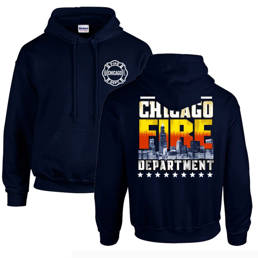 Chicago Fire Dept. - Hooded sweater with skyline motif