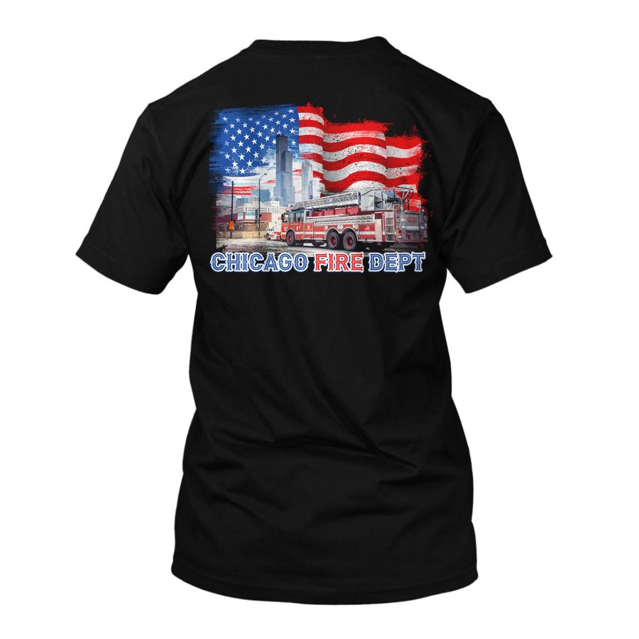 Chicago Fire Dept. - T-Shirt mit Truck 19 und Skyline Motiv