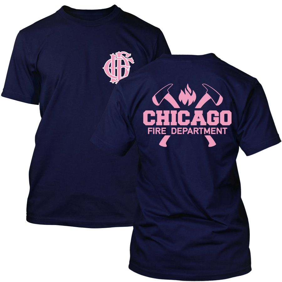 Chicago Fire Dept. - T-Shirt mit Axt-Logo und Schriftzug (Pink Edition)